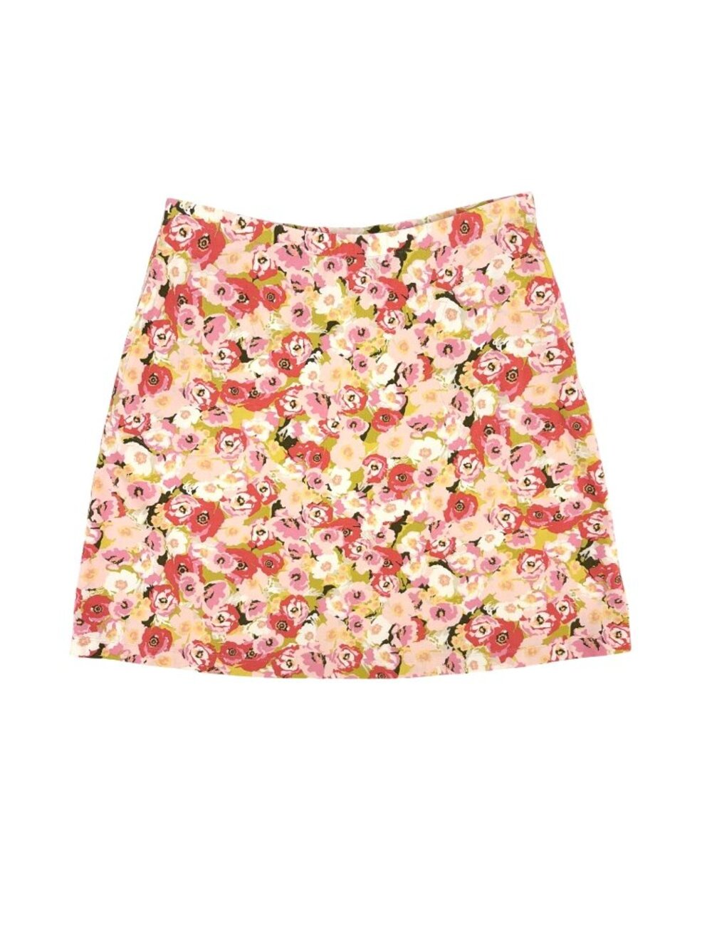 J. Jill Womens Small Pull On Skirt Stretch Knit Pink Green Floral Pockets Garden